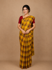 Yellow with Multicolor Checks Woven Pure Kanchipuram Silk Saree