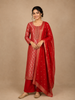 Rich Red Floral Woven Design Banarasi silk Salwar Suit