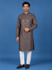 Brown Sequins And Mirror Work Raw Silk Kurta Set With Pant