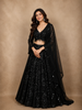 Classic Black Heavy Sequins Embroidered Design Net Lehenga With Net Dupatta