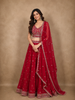 Rani Pink Floral Thread Embroidered Design Georgette Lehenga with Dupatta