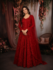 Rich Crimson Red Floral Sequins and Thread Embroidered Design Net Mastani Lehenga with Dupatta