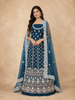 Peacock Blue Semi Stitched Lehenga Adorned with Sequins and Thread Floral Design with Dupatta