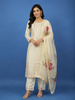 Ivory Floral Printed Silk Salwar Suit