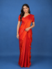 Vermilion Red Floral Design Zari Woven Soft Silk Saree