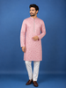 Pastel Pink Thread Embroidered Kurta Set , With Pant