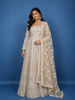 Beige Floral Embroidered Net Lehenga