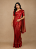 Red Stripes Designed Organza Designer Saree