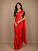 Red-Orange Floral Design Pure Kanchipuram Silk Saree