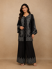 Black Paisley Embroidered Silk Palazzo Salwar Suit