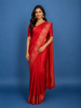 Red Circle Motif Design Semi Tussar Silk Saree
