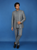 Grey Floral Designed Jodhpuri Men's Suit
