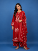 Bold Red Floral Printed Cotton Salwar Suit Set
