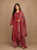 Red Geometric Printed Cotton Salwar Suit with Dupatta
