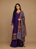 Purple Floral Designed Semi Silk Anarkali Salwar Suit