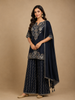 Blue Floral Designed Georgette Palazzo Salwar Suit