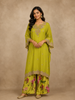 Leaf Green Floral Embroidered Georgette Kaftan Suit