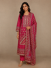 Dark Pink Floral Printed Cotton Salwar Suit