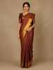 Burgundy Floral Woven Pure Kanchipuram Silk Saree