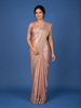 Blush Peach Sequence And Floral Embroidery Bridal Banarasi Silk Saree