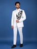 White Beaded Embroidery Satin Men's Suit
