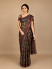 Brown Floral Designed Chanderi Cotton Saree