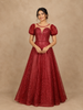 Red Net Gown with Glitter Vines and Stones