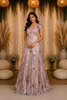 Onion Pink with Floral Design and Waist Belt Gown