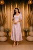 Pink Gown Adorned with Small Flower Design