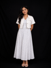 White Frock with Small Floral Design with Overcoat