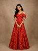 Red Vine Glitter Paste Designed Bridal Reception Gown