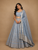 Sky Blue Banarasi Silk Mirror Work Bridesmaids Lehenga