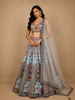 Sky Blue Floral Embroidery Semi Silk Bridesmaid Lehenga