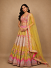 Pink And Yellow Floral Embroidery Semi Silk Bridesmaid Lehenga