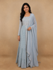 Sky Blue Floral Designed Georgette Gown
