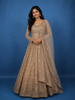 Gold Floral Embroidery Net Bridal Gown