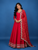 Queen Pink Stone Embellished Georgette Anarkali Suit With Scalloped Dupatta