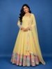 Lemon Yellow Panel Designed Anarkali Georgette Gown