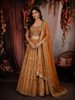 Mustard Gold Floral Beads and Stone Embellished Design Banarasi Silk Lehenga with Dupatta