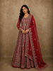 Dark Pink Floral Beads and Zari Embroidered Design Net Mastani Lehenga with Dupatta