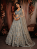 Ivory Champagne Blue Heavy Sequins and Beads Embroidered  Design Bridal Net Lehenga with Dupatta