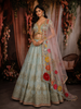 Light Blue Floral Zari and Beads Embroidered Design Tissue Silk Lehenga With Designer Dupatta