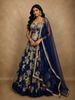 Royal Midnight Navy Blue Floral Sequins and Zari Embroidered Design Crepe Bridesmaids Lehenga with Dupatta