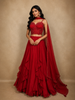 Queen Pink Sequins and Beads Embroidered Design Satin Indo Western Lehenga