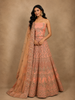 Peach Silk Embroidered Bridal Lehenga for Women