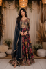 Dark Blue Floral Printed Crepe Gown
