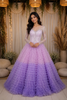 Purple Ruffled Sequins Net Ball Bridal Reception Gown