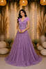 Lilac Net Gown with Sequins and Beads and Feather Sleeves