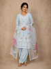 Light Blue Straight Cut Salwar Suit for Girls Adorned with Embroided Floral Design and Paired with Dupatta