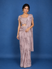 Blush Pink Sequins Design Net Ready To Wear Saree With Designer Blouse